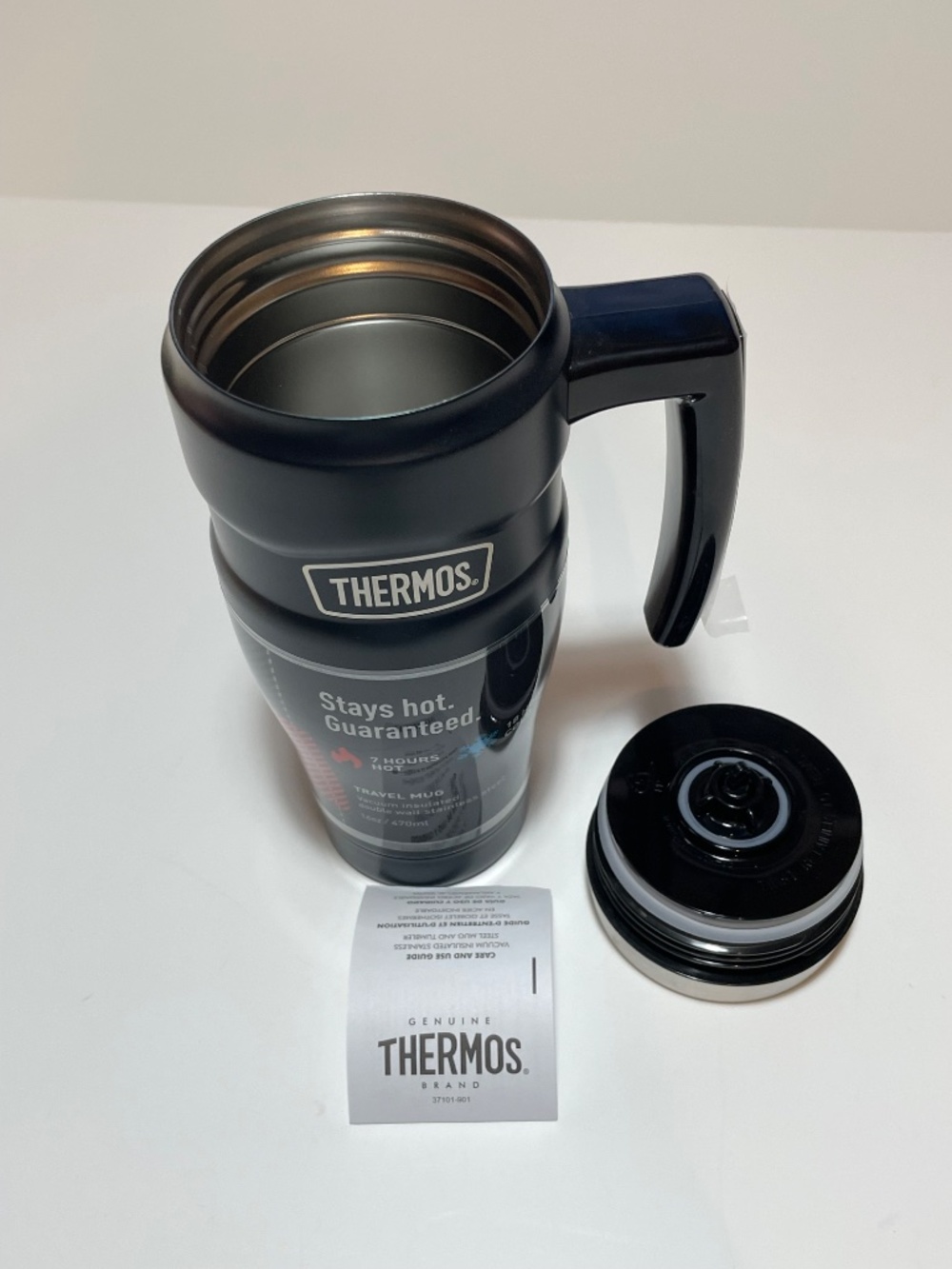 Thermos Stainless Steel Travel Mug 16 oz. Black NWT - Picture 3 of 6